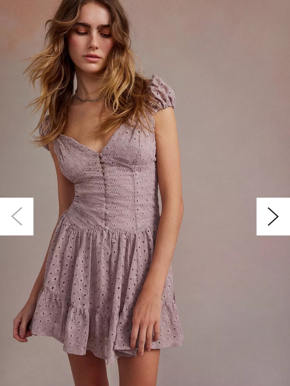 UO Cottagecore Ren Faire Fairycore Peasant Coquette Leilani Eyelet Mini Dress S